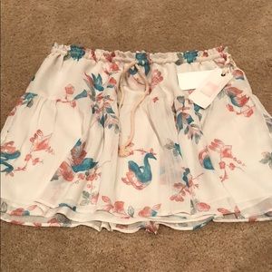 Quiksilver Sheer Lined Miniskirt Drawstring Waist